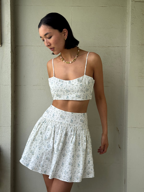 Hydrangea Soft Blue Linen Crop Top