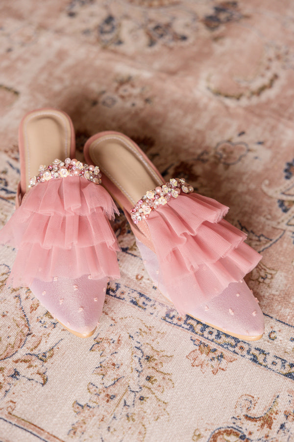 Dreamland Pink Ruffle Kitten Heels (Pre-Order)