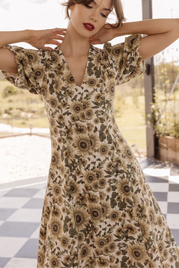 Dreamland Sunflower Linen Maxi Dress Elegant Floral Linen Dress 8 Dreamland Sunflower Linen Maxi Dress Elegant Floral Linen Dress 8
