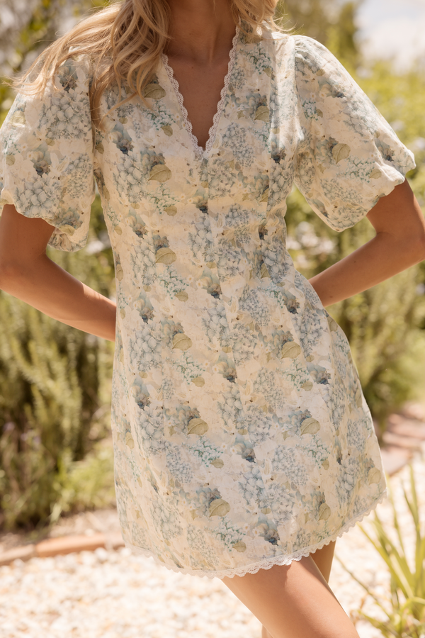 Dreamland Dove Dress Lace & Linen