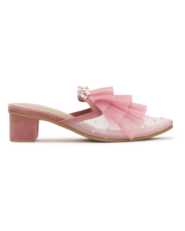 Dreamland Pink Ruffle Kitten Heels (Pre-Order)