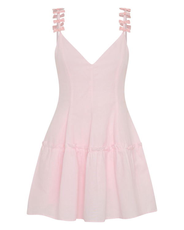 Dreamland Pink Velvet Bow Dress