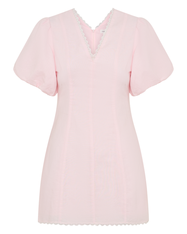 Dreamland Charm Dress Pink Lace & Linen