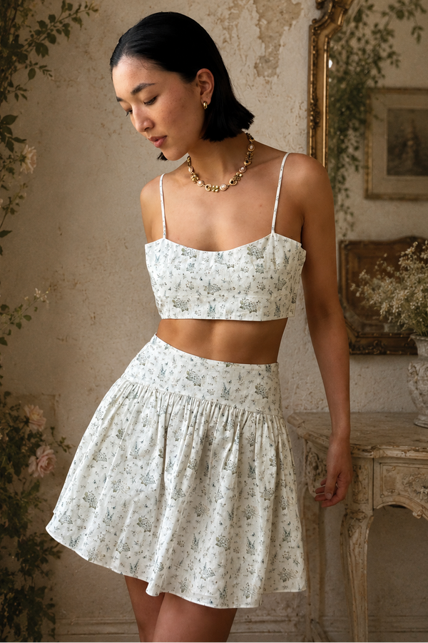 Hydrangea Soft Blue Linen Mini Skirt