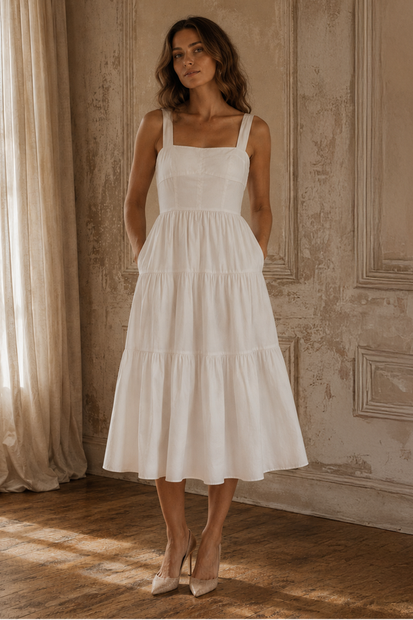 Signature Certified Organic Cotton Midi Tiered Summer Dress