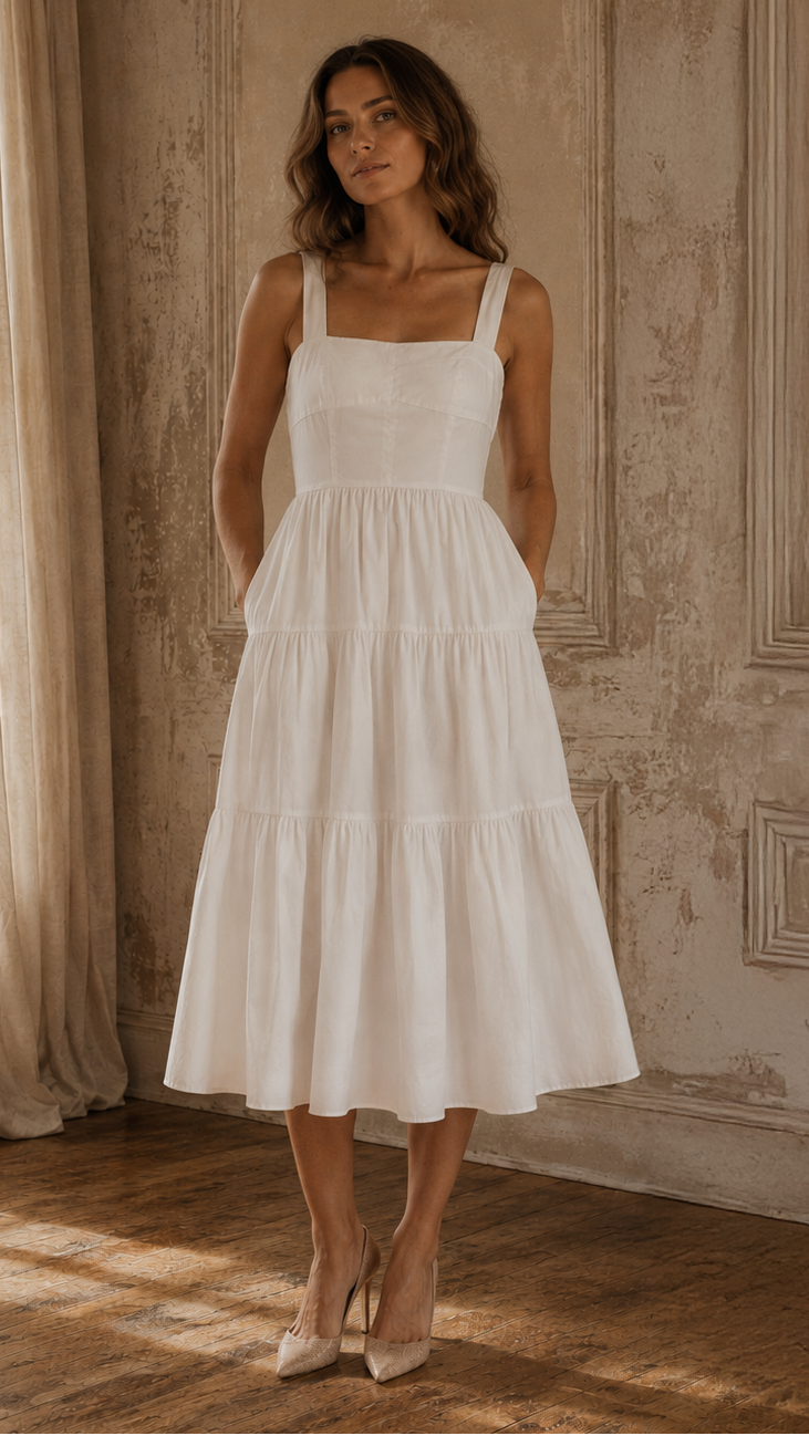 Signature Certified Organic Cotton Midi Tiered Summer Dress 12