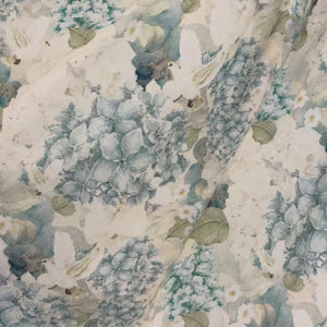 blue hydrangea and dove fabric detail linen