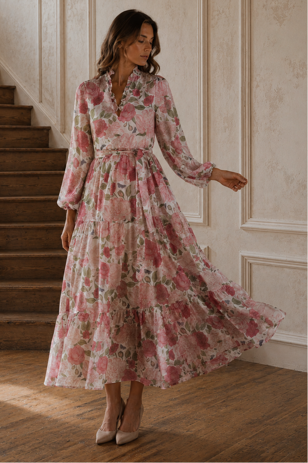 Rose Bloom Silk Art Flow Floral Maxi Dress – KIMBERLEY ANNE