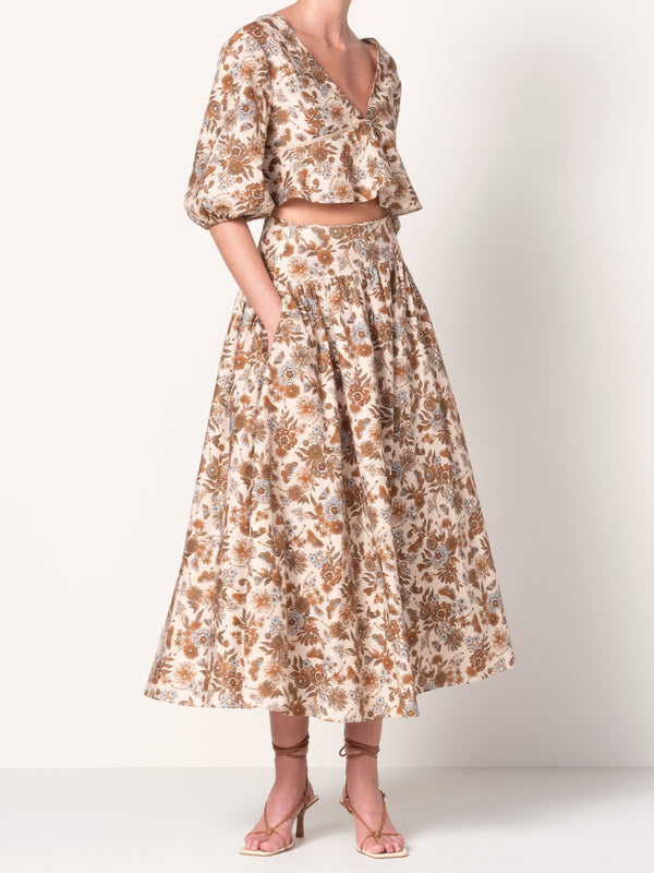 Wildflower Linen Maxi Skirt with Pockets ~ Back in Stock
